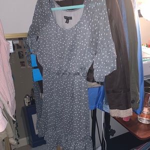 Grey Polka Dot Long Sleeved Dress